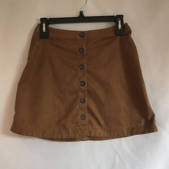 Abercrombie & Fitch Tan camel button down trendy mini skirt faux suede size S - Picture 6 of 6